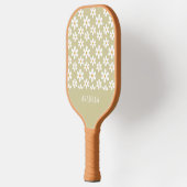 Minimale Tan en White Daisies Gepersonaliseerde Bo Pickleball Paddle (Links)