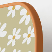 Minimale Tan en White Daisies Gepersonaliseerde Bo Pickleball Paddle (Links Detail)