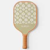 Minimale Tan en White Daisies Gepersonaliseerde Bo Pickleball Paddle (Achterkant)