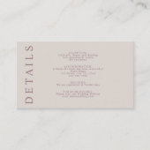 Minimale Tan Mauve Blush Pink Earth Tone Enclose Informatiekaartje (Voorkant)