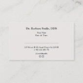 Minimale tandarts afspraak visitekaartje (Achterkant)