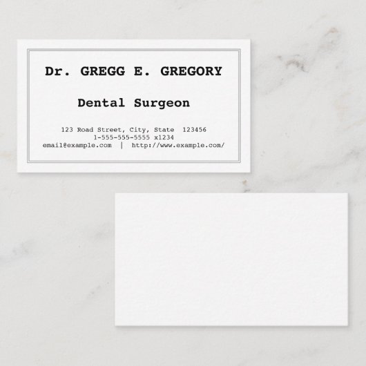 Minimale tandheelkundige Visitekaartje (Voorkant / Achterkant)