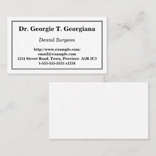 Minimale tandheelkundige Visitekaartje (Voorkant / Achterkant)