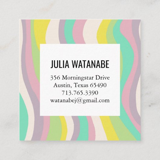 Minimale tapelampjes met handgemaakte strips vierkante visitekaartje (Achterkant)