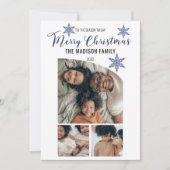 Minimale Tapered Top 3-foto met kerstfeestmaal Feestdagenkaart (Voorkant)