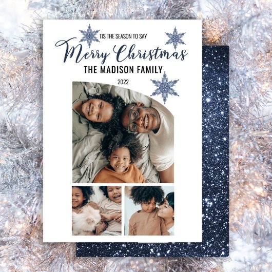 Minimale Tapered Top 3-foto met kerstfeestmaal Feestdagenkaart