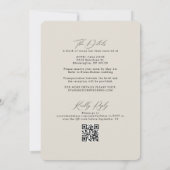 Minimale Taupe Beig All One RSVP QR Code Weddensch Kaart (Achterkant)