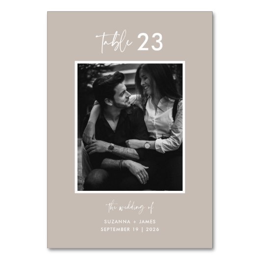 Minimale Taupe Calligraphy Script Weduwen Kaart (Voorkant)