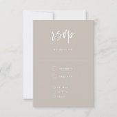 Minimale Taupe White Handwrited Wedding RSVP Kaartje (Voorkant)