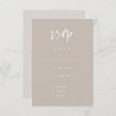 Minimale Taupe White Handwrited Wedding RSVP Kaartje (Voorkant / Achterkant)