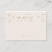 Minimale teddybeer babyshower advies informatiekaartje (Voorkant)
