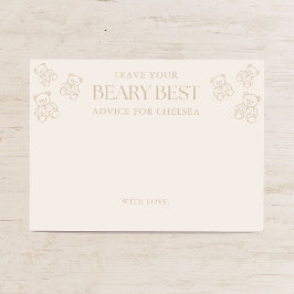 Minimale teddybeer babyshower advies informatiekaartje