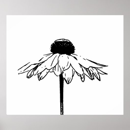 Minimale tekengrootte voor zwarte en witte flora poster (Voorkant)