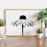Minimale tekengrootte voor zwarte en witte flora poster<br><div class="desc">Minimale Poster voor het trekken van zwarte en witte flessen</div>