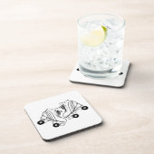 Minimale tekening van zwarte en witte Schaatsen Bier Onderzetter (Rechterzijde)