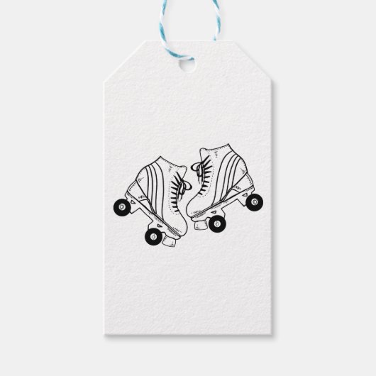 Minimale tekening van zwarte en witte Schaatsen Cadeaulabel (Voorkant)