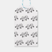 Minimale tekening van zwarte en witte Schaatsen Cadeaulabel (Achterkant)