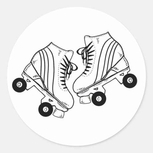 Minimale tekening van zwarte en witte Schaatsen Ronde Sticker (Voorkant)
