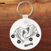 Minimale tekening van zwarte en witte Schaatsen Sleutelhanger (Achterkant)