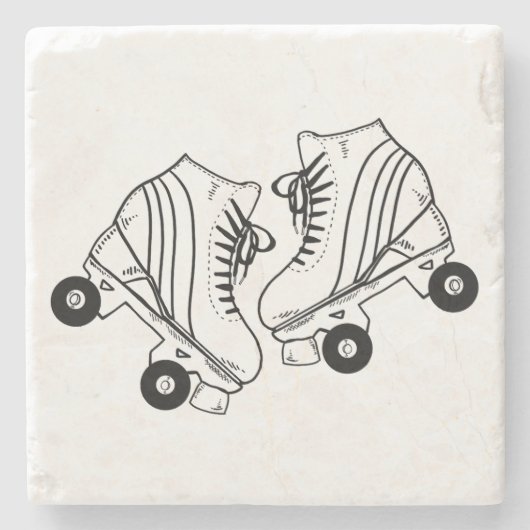 Minimale tekening van zwarte en witte Schaatsen Stenen Onderzetter (Voorkant)
