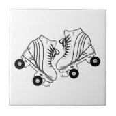 Minimale tekening van zwarte en witte Schaatsen Tegeltje (Voorkant)