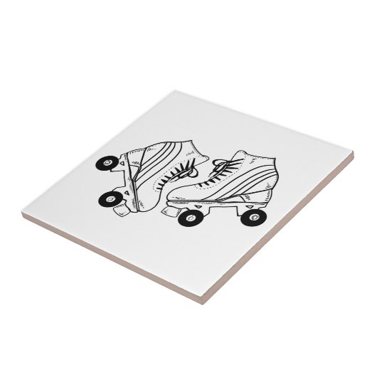Minimale tekening van zwarte en witte Schaatsen Tegeltje (Zijkant)