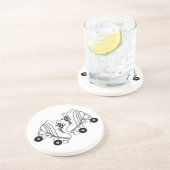 Minimale tekening van zwarte en witte Schaatsen Zandsteen Onderzetter (Zijkant)