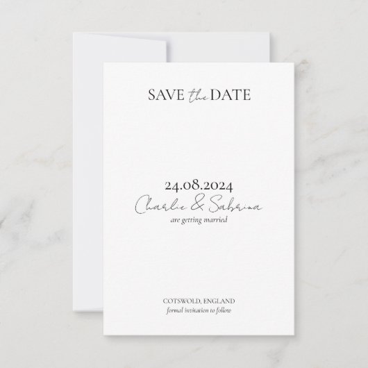 Minimale tekst en foto bruiloft Sla de datum op Save The Date (Voorkant)