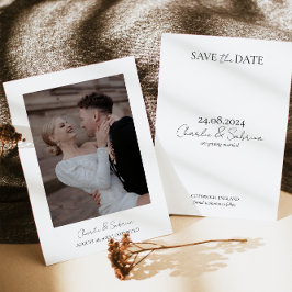 Minimale tekst en foto bruiloft Sla de datum op Save The Date