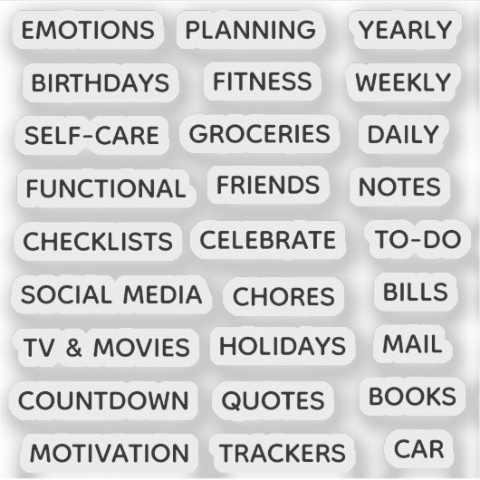 Minimale tekst planner tabblad label binder scheid (Voorkant)