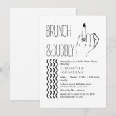 Minimale tekst scriptie Brunch en bubbel uitnodigi Kaart (Voorkant / Achterkant)