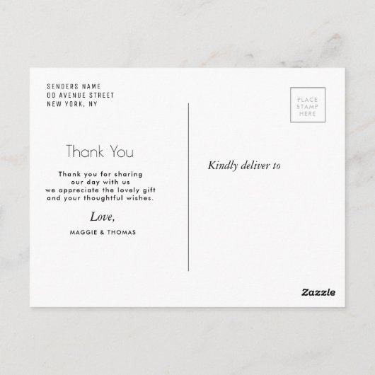 minimale tekst trouwdank je creditcard briefkaart (Achterkant)