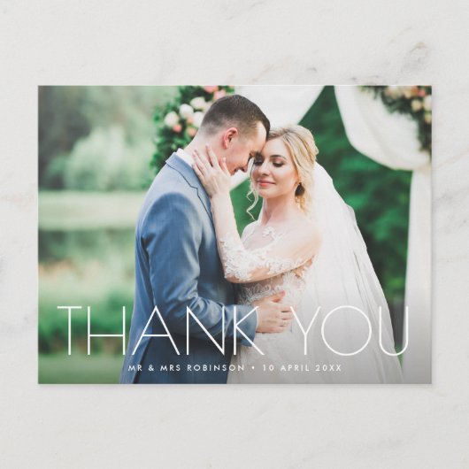 minimale tekst trouwdank je creditcard briefkaart (Voorkant)