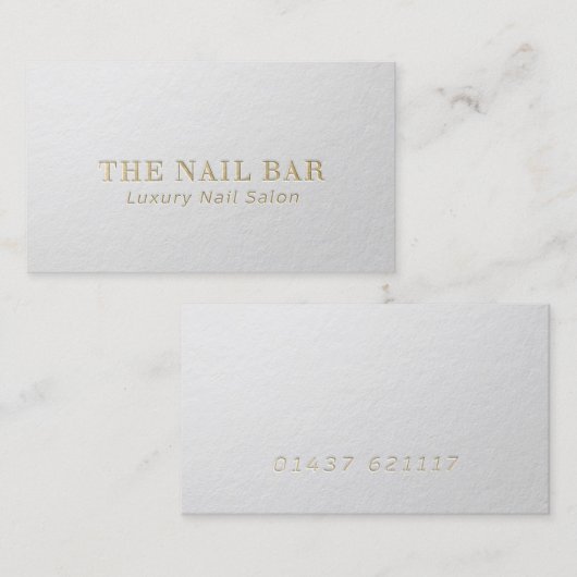 Minimale tekst voor moderne ontwerper: wit en goud visitekaartje (Voorkant / Achterkant)