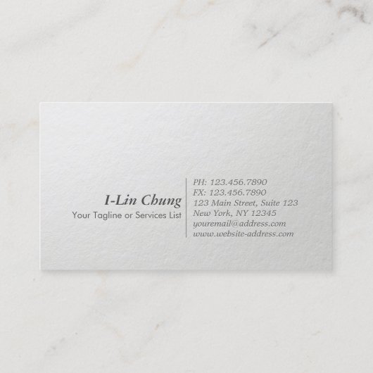 Minimale tekst voor moderne ontwerper: wit en goud visitekaartje (Achterkant)