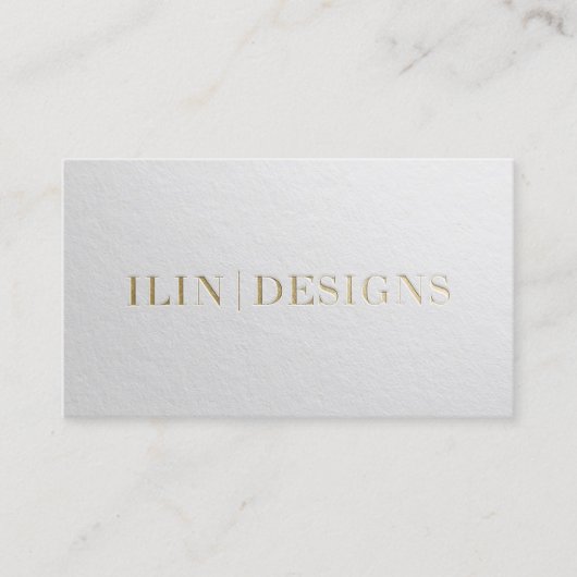 Minimale tekst voor moderne ontwerper: wit en goud visitekaartje (Voorkant)