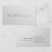 Minimale tekst voor moderne ontwerper: wit en goud visitekaartje (Voorkant / Achterkant)