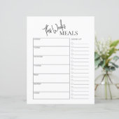 Minimale Tekst Weekmenu Planner (Staand voorkant)