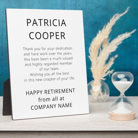 Minimale Tekst Zwart Wit Pensioengeschenk van Bedr Fotoplaat (Zijkant)