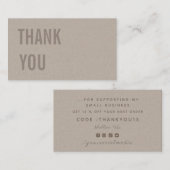 Minimale tekstkraftpapier Hartelijk dank en kortin Visitekaartje (Voorkant / Achterkant)
