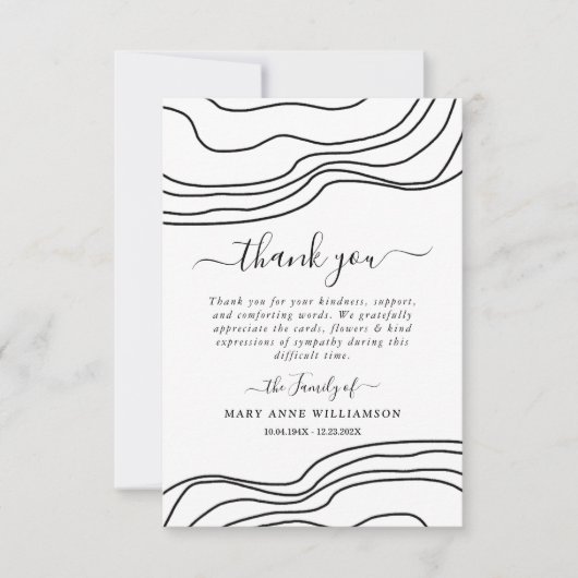 Minimale tekstscript begrafenis bedankt kaart (Voorkant)