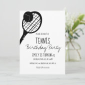 Minimale Tennis Sport Birthday Black White Kaart (Staand voorkant)