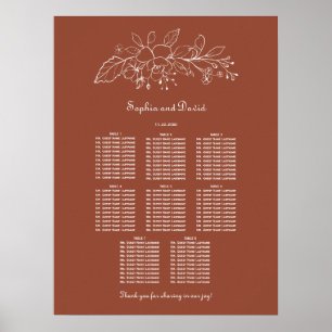 Minimale Terracotta 8 Tafels Bruiloft Zitkaarten Poster