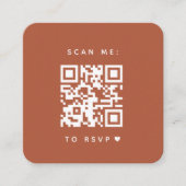 Minimale Terracotta Arch Foto QR Code RSVP Love Informatiekaartje (Voorkant)