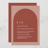 Minimale Terracotta & Blush Modern Arch Wedding Kaart (Voorkant / Achterkant)