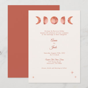 Minimale terracotta Bohemian Moon Wedding Kaart