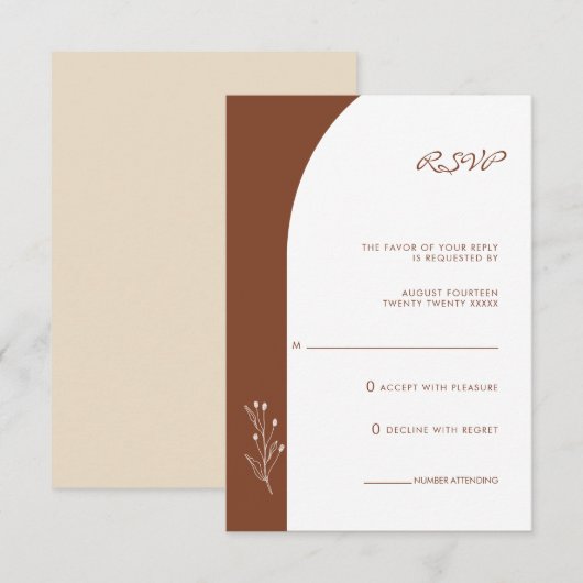 Minimale Terracotta Bohemian Wedding RSVP-kaart Kaart (Voorkant / Achterkant)