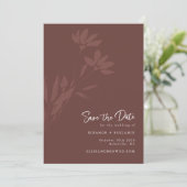 Minimale terracotta Boho Botanical Script Wedding Save The Date (Staand voorkant)