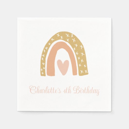 Minimale terracotta Boho Rainbow Birthday Party Servet (Voorkant)