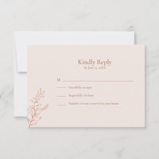 Minimale Terracotta Botanische RSVP Kaart (Voorkant)